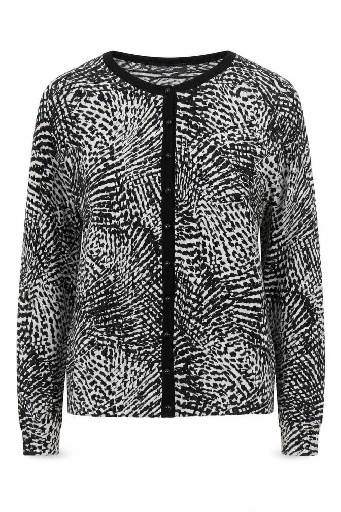 Marks & Spencer Womens Multicoloured Round Neck Geometric Viscose Cardigan Jumper Size 12