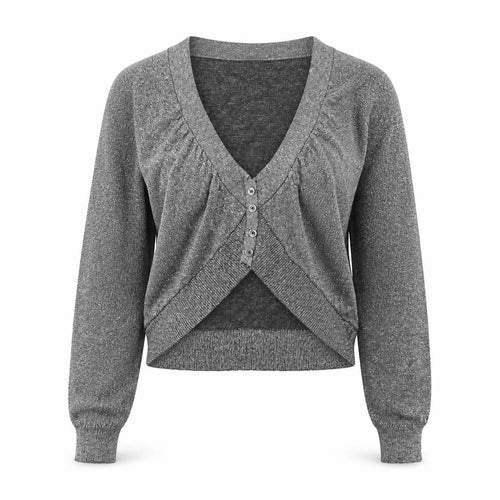 MNG Womens Silver V-Neck Viscose Cardigan Jumper Size S