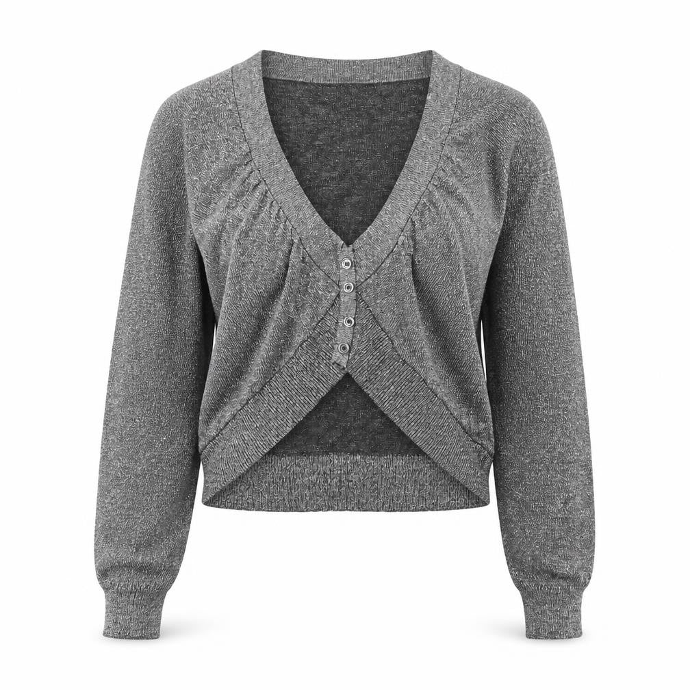 MNG Womens Silver V-Neck Viscose Cardigan Jumper Size S