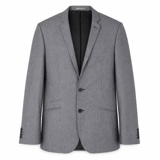 Front view of limehaus men’s grey polyester jacket suit, size 38