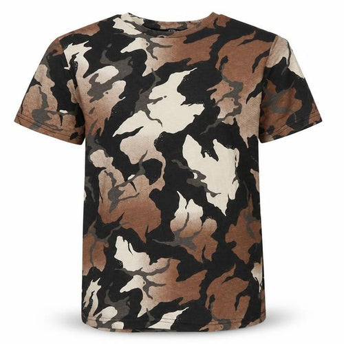 George Boys Brown Geometric Cotton Basic T-Shirt Size 9-10 Years Round Neck
