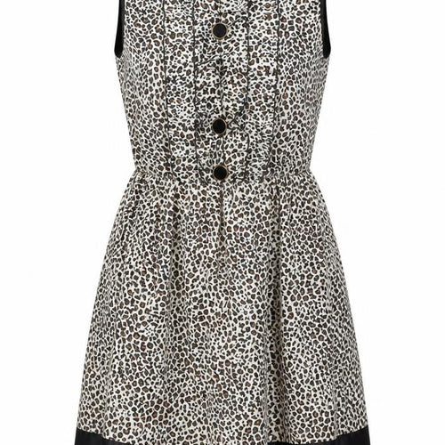 A wear Womens Brown Animal Print Polyester Skater Dress Size 10 Round Neck