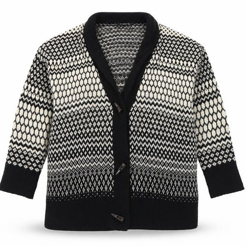 Primark Womens Black Collared Geometric Acrylic Cardigan Jumper Size 10