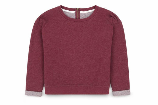 Front view of Primark women’s red polyester pullover sweatshirt, size UK 8, pullover
