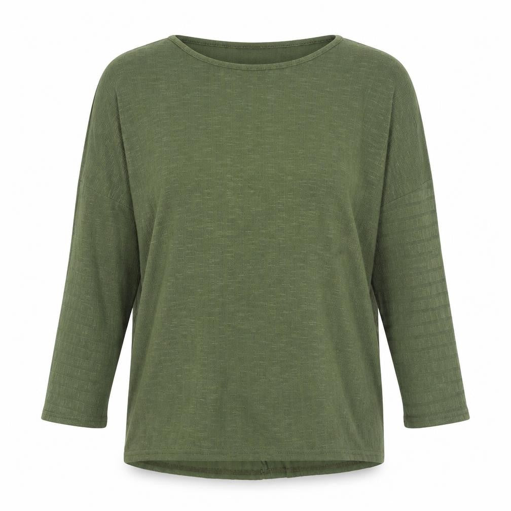 Front view of New Look women’s green round neck polyester jumper, size S
