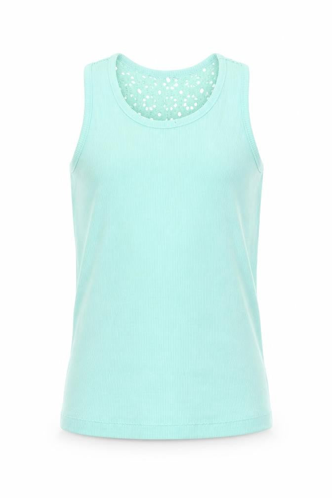 Front view of George girls’ green cotton basic tank, size 7-8, years crew neck pullover
