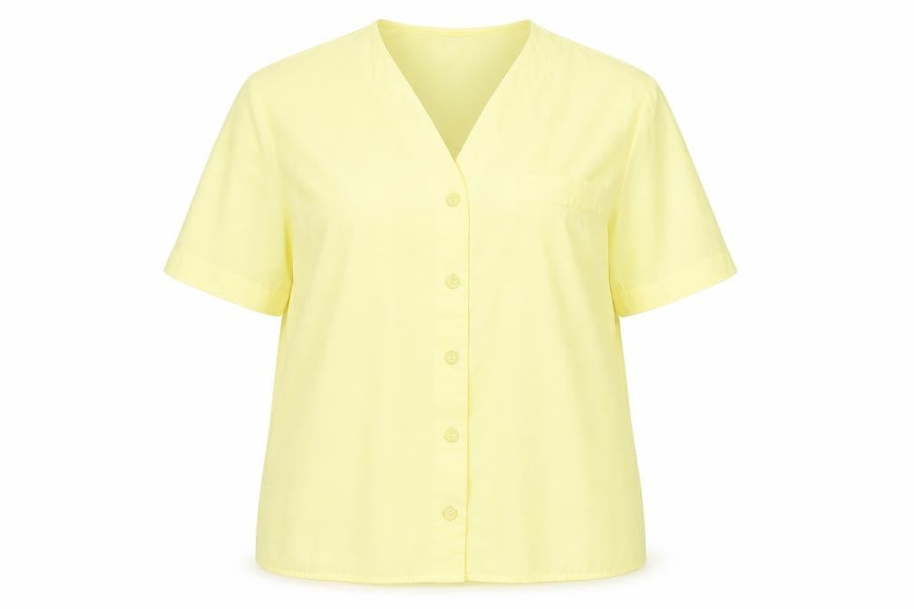 St Bernard Womens Yellow Polyester Basic Button-Up Size 16 V-Neck