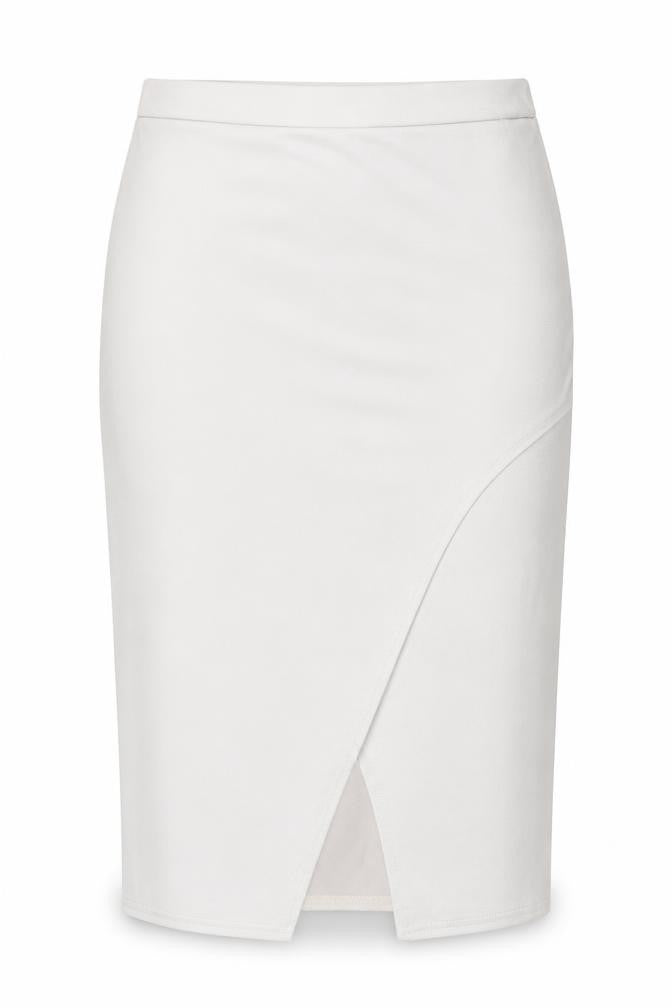 Front view of Boohoo women’s grey polyester a-line skirt, size UK 12