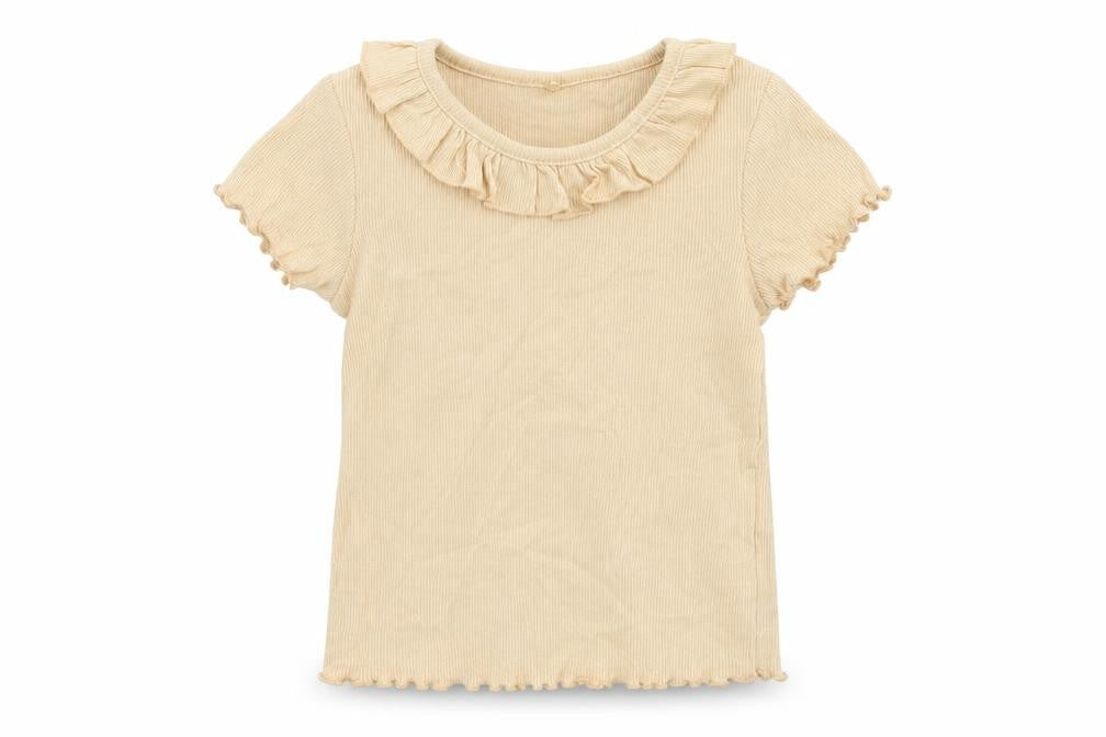 George Girls Beige Cotton Pullover T-Shirt Size 2-3 Years Boat Neck Pullover