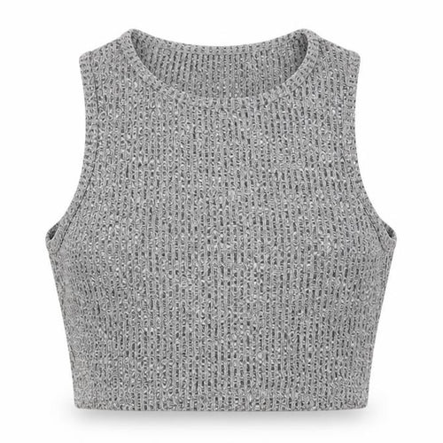 SheIn Womens Grey Cotton Cropped Blouse Size XS Boat Neck