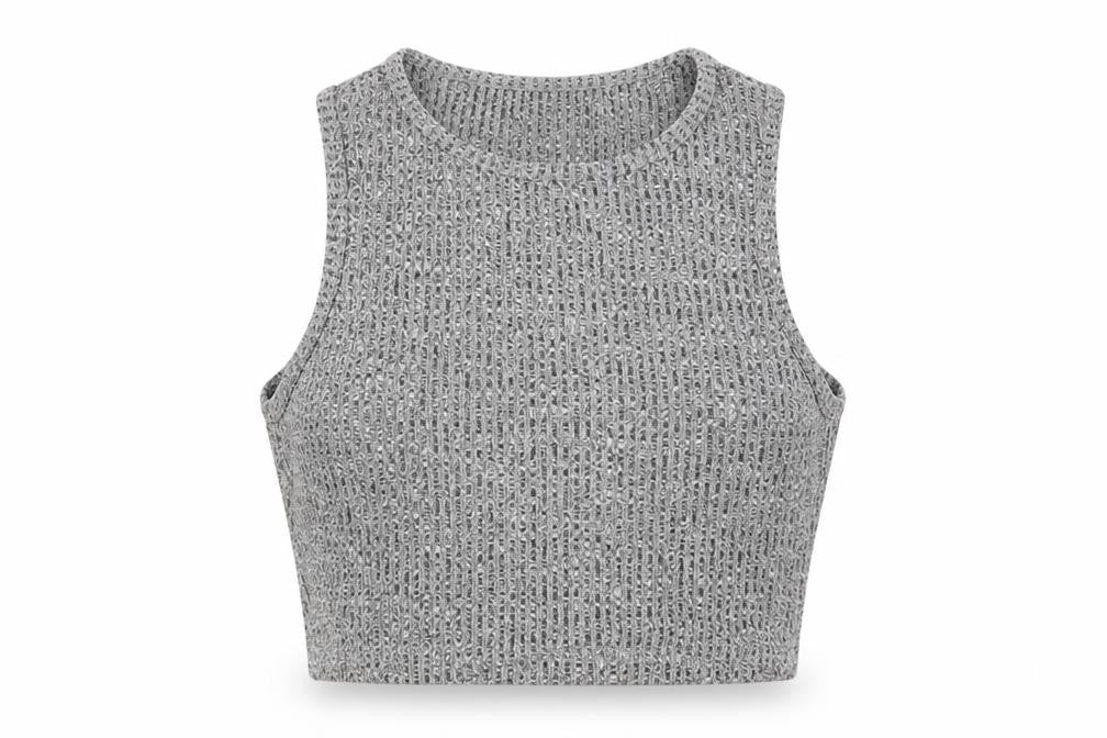SheIn Womens Grey Cotton Cropped Blouse Size XS Boat Neck