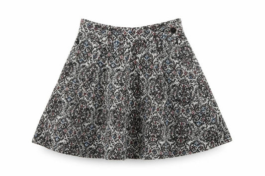 Front view of Pull&Bear women’s multicoloured geometric polyester skater skirt, size S