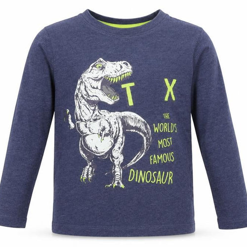 Dunnes Stores Boys Blue Cotton Basic T-Shirt Size 5 Years Round Neck - T Rex Dinasour Graphic