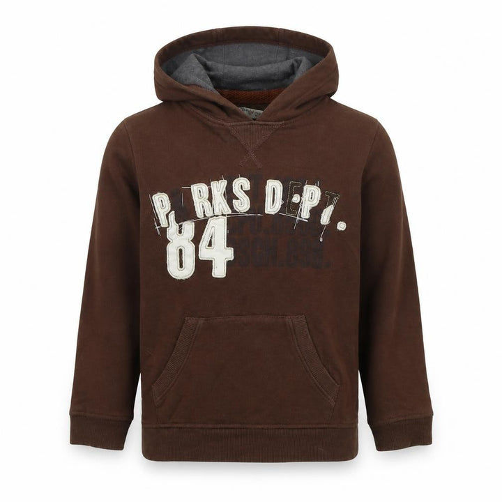 Marks & Spencer Boys Brown Cotton Pullover Hoodie Size 7-8 Years Pullover - Parks Dept