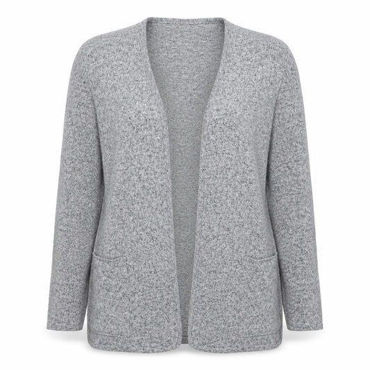 Front view of George women’s grey v-neck polyester cardigan jumper, size M