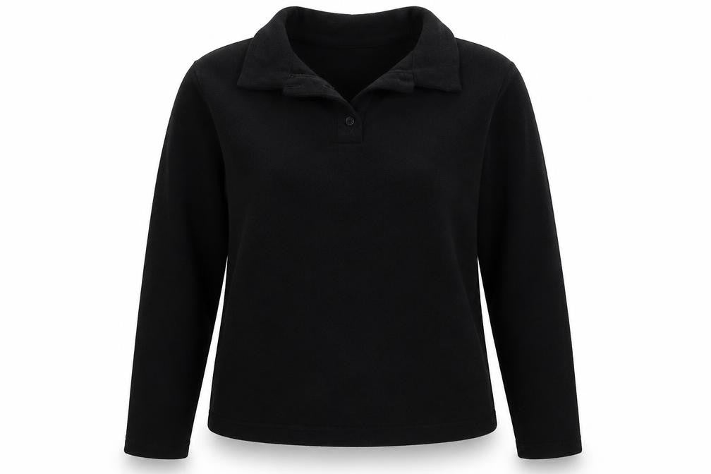 Front view of Zara women’s black collared viscose jumper, size L