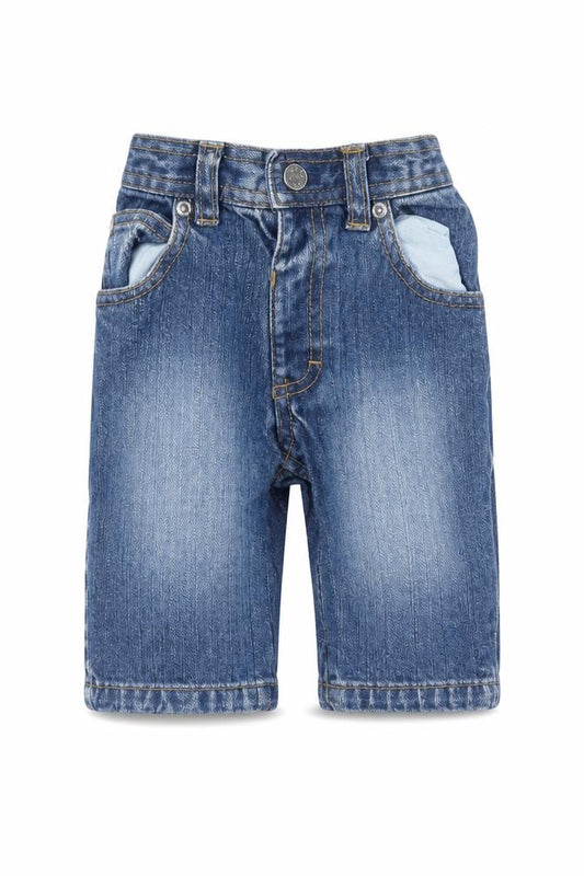 Front view of Dunnes Baby Blue Cotton Capri Jeans, size 3-6, Months
