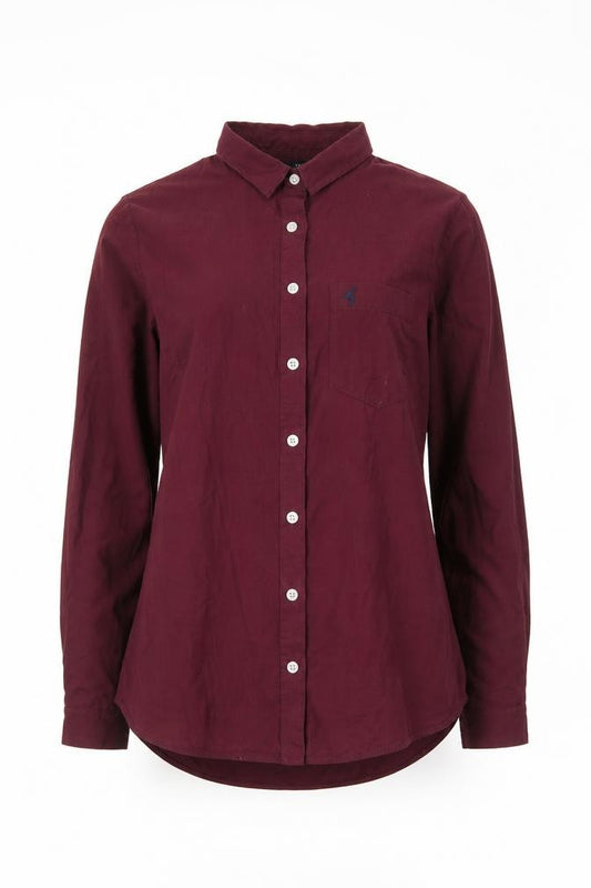 Front view of Next women’s purple cotton basic button-up, size UK 8, collared