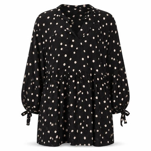 Dorothy Perkins Womens Black Polka Dot Viscose A-Line Size 10 V-Neck