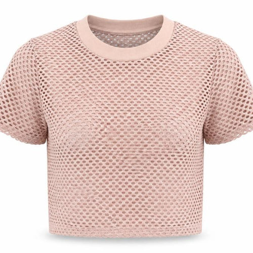 Topshop Womens Pink Polyester Cropped T-Shirt Size 8 Mock Neck