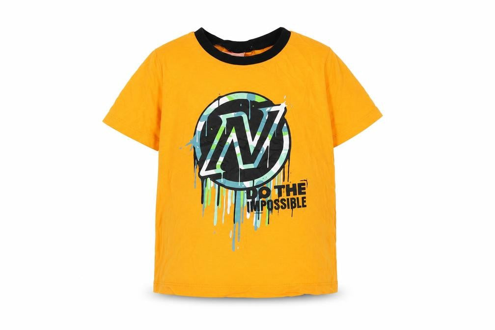 Front view of NERF boys’ orange cotton basic t-shirt, size 5-6, years round neck pullover
