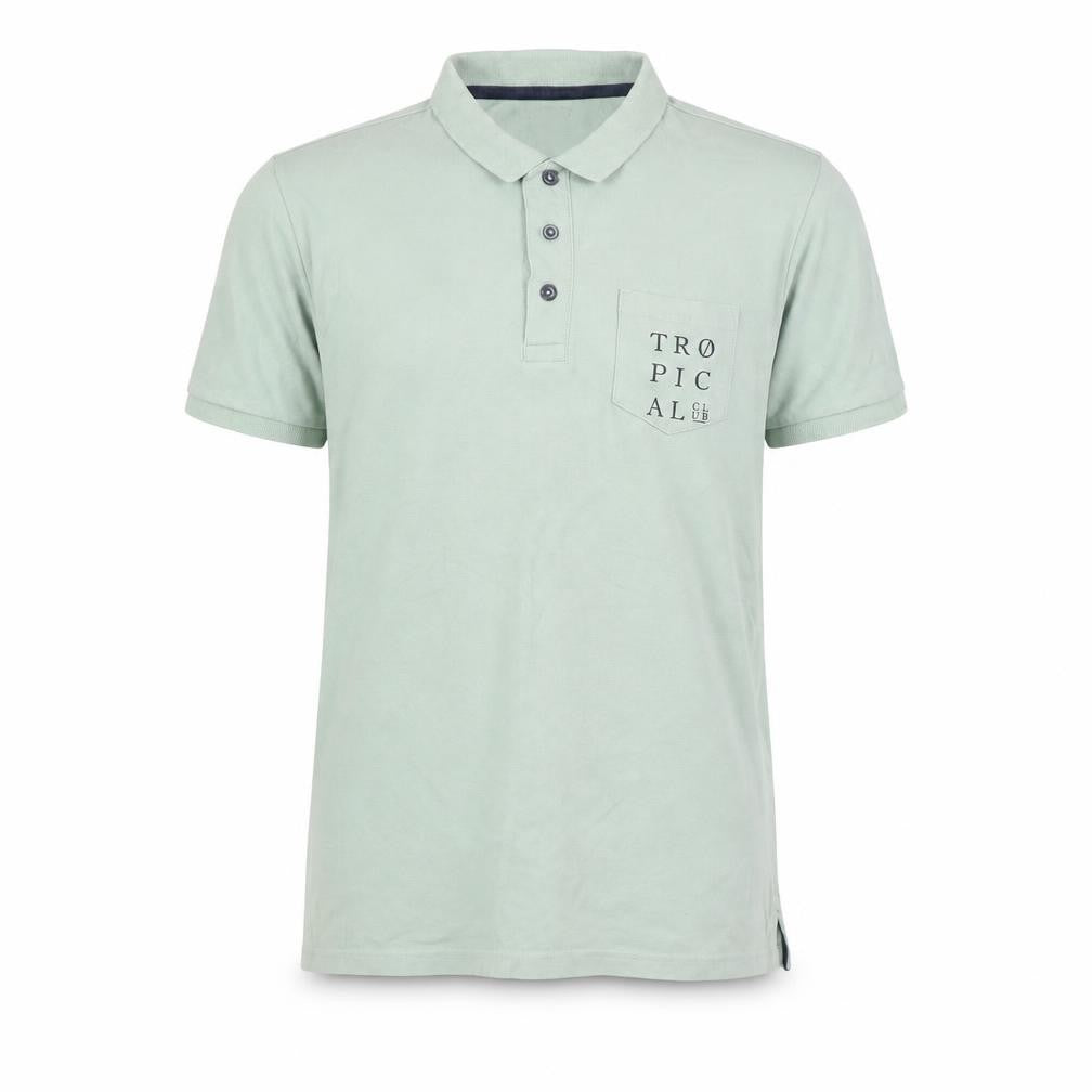 Livergy Mens Green Cotton Polo Size M Collared Pullover - Tropical Club