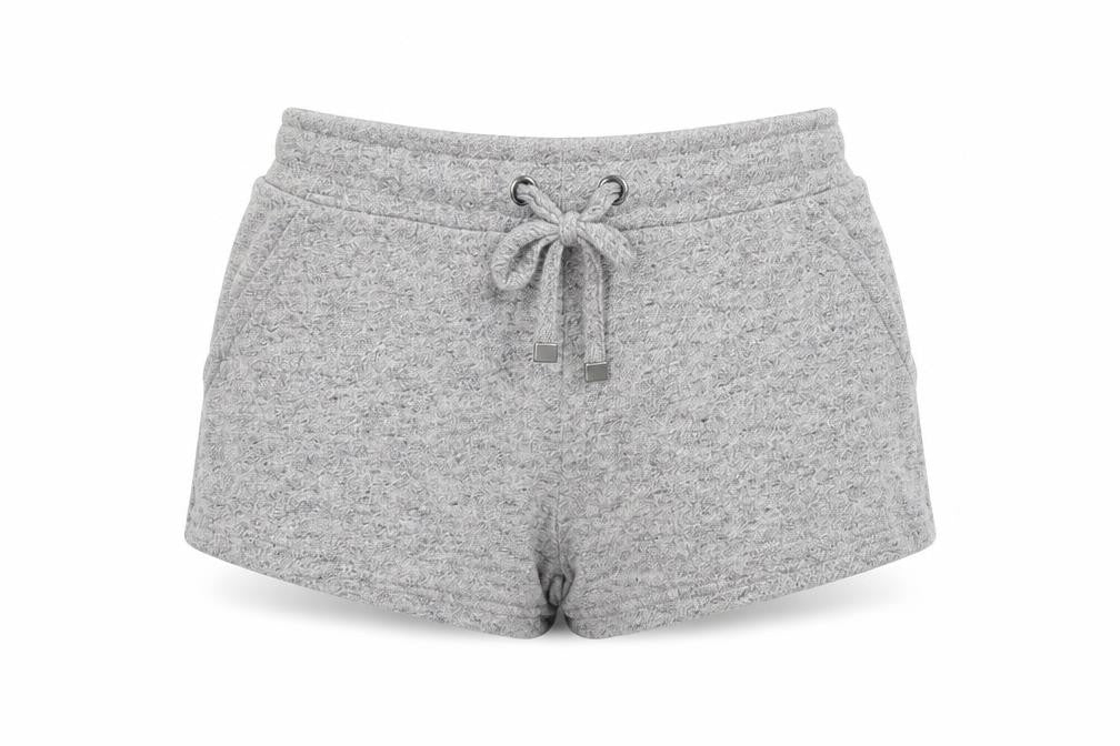 Front view of Atmosphere women’s grey cotton sweat shorts, size UK 4, 3-inch leg regular pull on