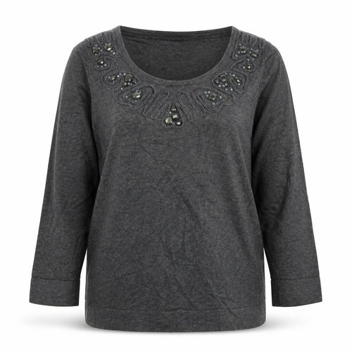 Marks & Spencer Womens Grey Round Neck Viscose Pullover Jumper Size 12