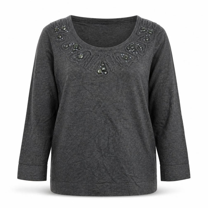 Marks & Spencer Womens Grey Round Neck Viscose Pullover Jumper Size 12
