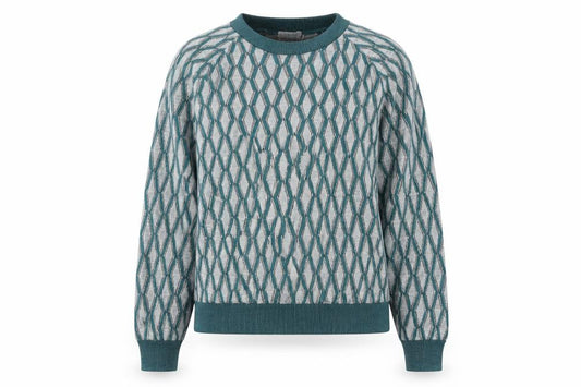 Front view of Cooperative women’s multicoloured round neck geometric polyester jumper, size M