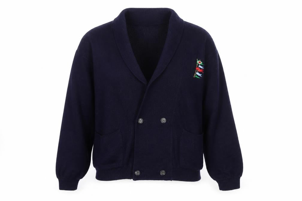 Back to Basix Womens Blue Collared Acrylic Cardigan Jumper Size 12