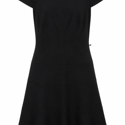 Anne Klein# Womens Black Polyester Skater Dress Size 6 Round Neck