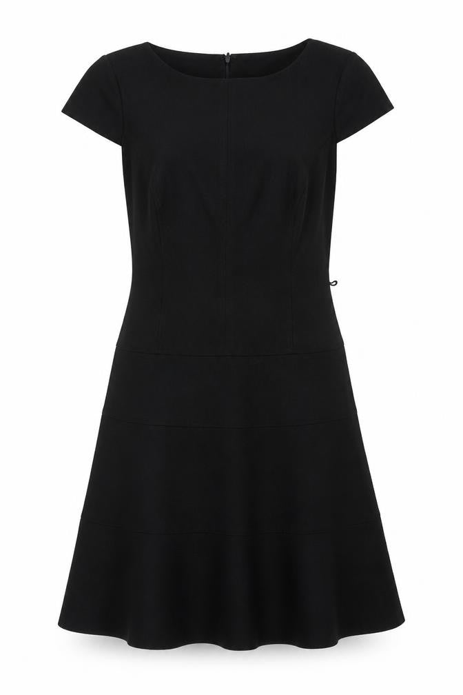 Anne Klein# Womens Black Polyester Skater Dress Size 6 Round Neck