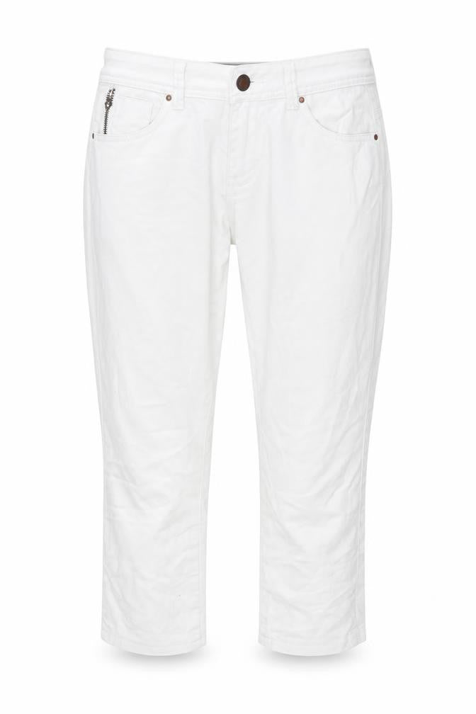 Dunnes Stores Womens White Cotton Capri Jeans Size 10 L22 in Regular