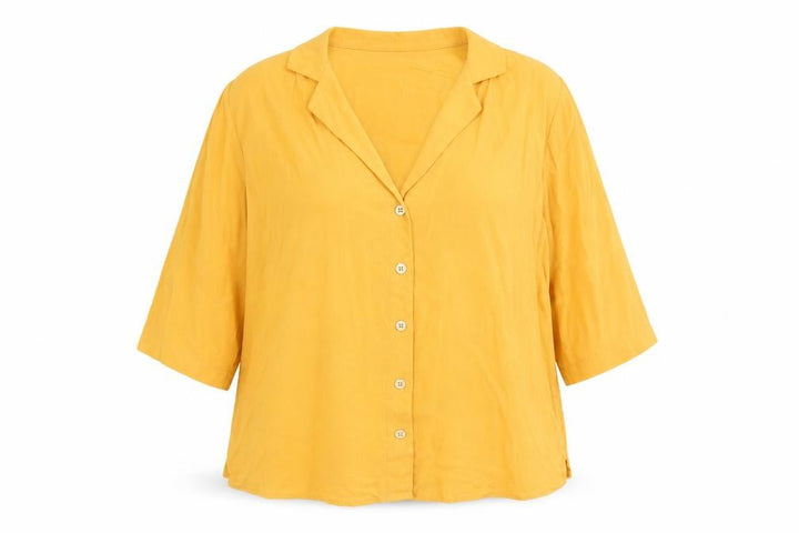 Marks & Spencer Womens Orange Viscose Basic Button-Up Size 16 V-Neck