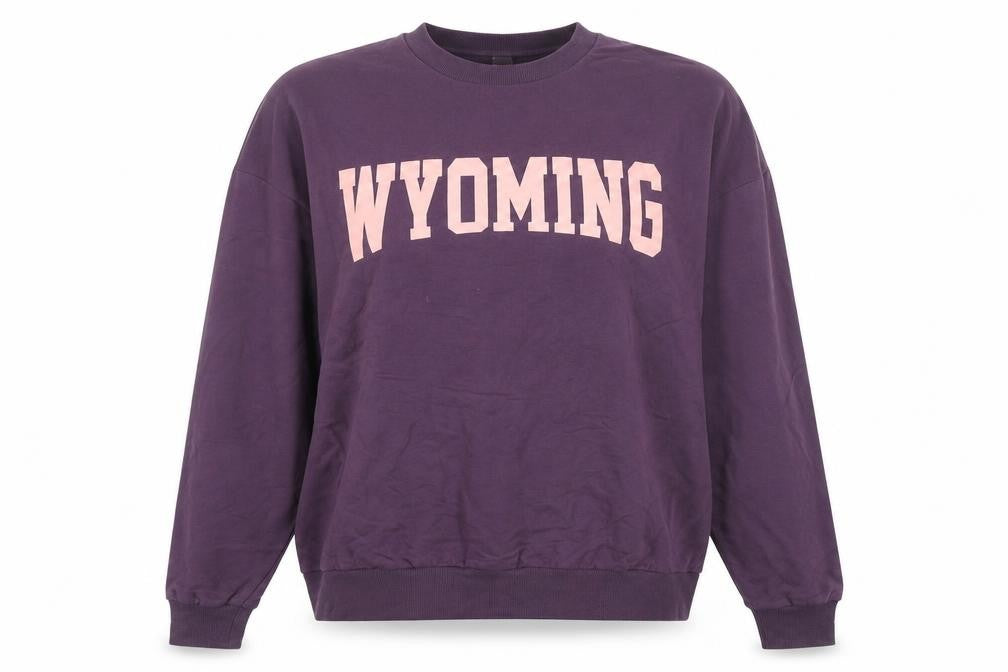 Front view of ASOS women’s purple cotton pullover sweatshirt, size UK 8, pullover