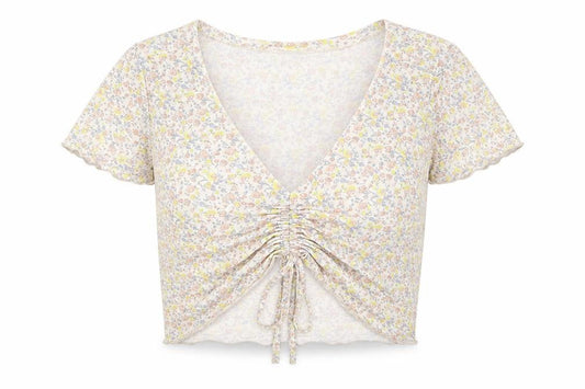 Front view of SHEIN women’s multicoloured floral polyester basic blouse, size M, v-neck