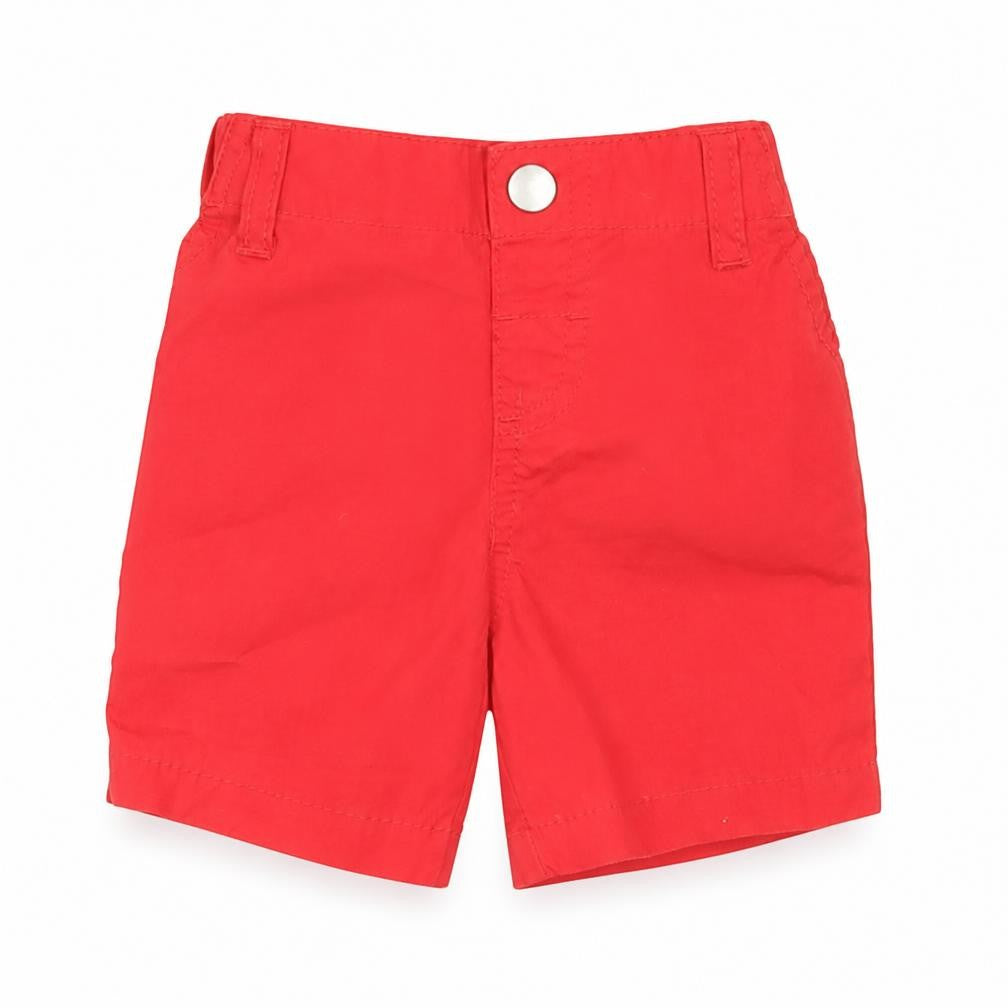 F&F Boys Red Cotton Cropped Trousers Size 0-3 Months Snap