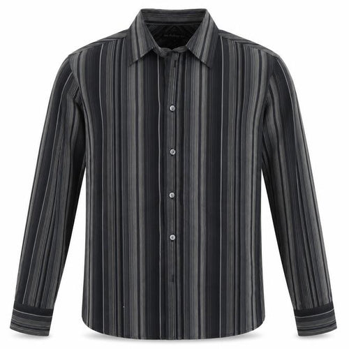 Marks & Spencer Mens Black Striped Cotton Button-Up Size M Collared Button