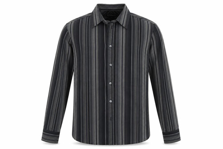 Marks & Spencer Mens Black Striped Cotton Button-Up Size M Collared Button