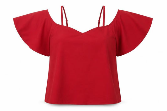 Front view of SHEIN women’s red polyester basic blouse, size L, v-neck