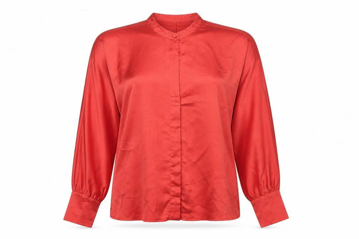 Mango Womens Red Polyester Basic Blouse Size L Crew Neck