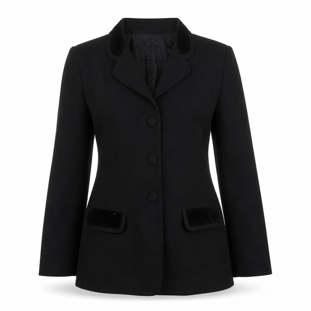 Front view of Liz Claiborne women’s black wool jacket suit jacket, size UK 6