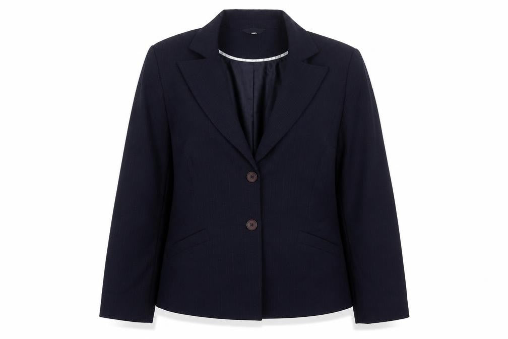 Klass Womens Blue Striped Polyester Jacket Suit Jacket Size 12