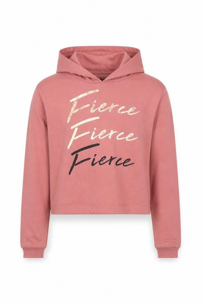 Front view of Studio girls’ pink cotton pullover hoodie, size 10-11, years