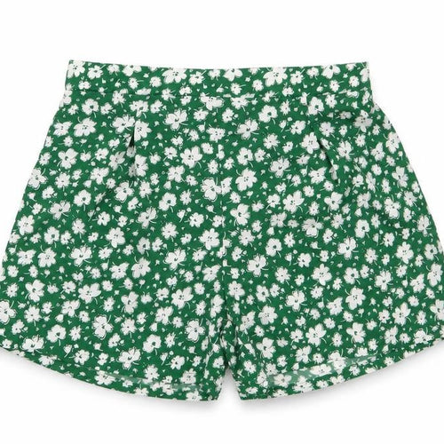 SheIn Girls Green Floral Polyester Mom Shorts Size 12 Years Regular Zip