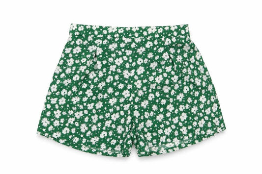 SheIn Girls Green Floral Polyester Mom Shorts Size 12 Years Regular Zip