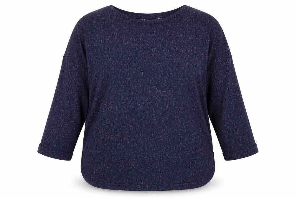 Front view of F&F women’s blue round neck polyester jumper, size UK 12