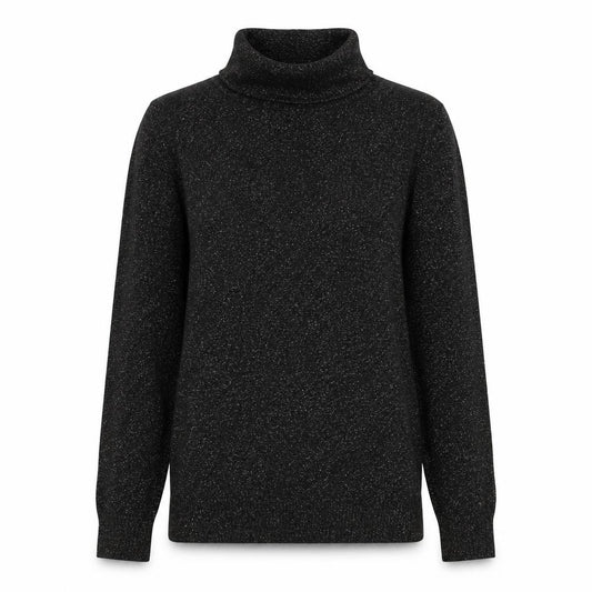 Front view of Atmosphere women’s black roll neck viscose jumper, size UK 8