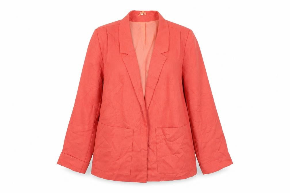 Front view of Preworn women’s pink jacket blazer, size UK 12
